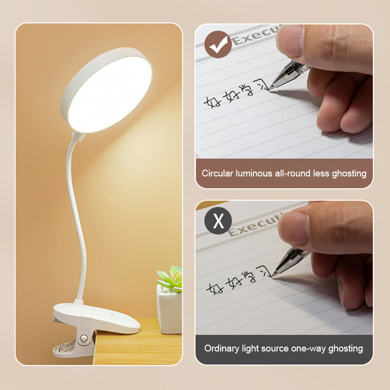 Clip LED galda lampa Touch 3 krāsu aptumšojošs rakstāmgalds, USB uzlādējama acu aizsardzība nakts gaismas Guļamistabas gultas mācību lampas