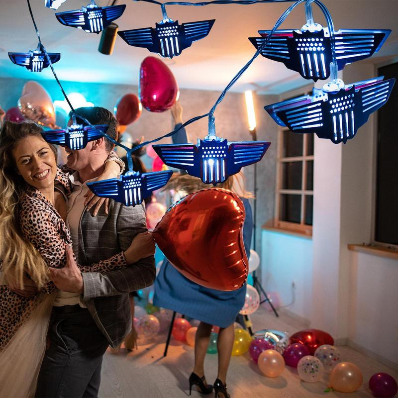 Lumini patriotice cu drapel american, LED rezistent la apă, peisaj, șir de lumină pentru 4 iulie, Ziua Independenței, Ziua Memorială