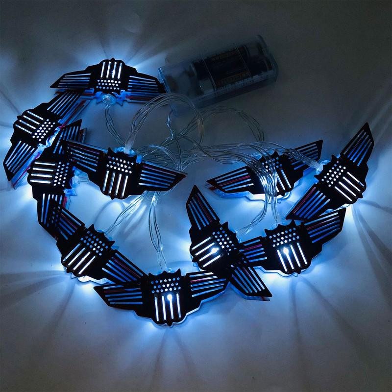 Lumini patriotice cu drapel american, LED rezistent la apă, peisaj, șir de lumină pentru 4 iulie, Ziua Independenței, Ziua Memorială