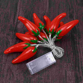 1 gab Chili 10 LED 5,4 pēdas ar pipariem darbināmas siltās gaismas kempingam ar žogu uz balkona klāja