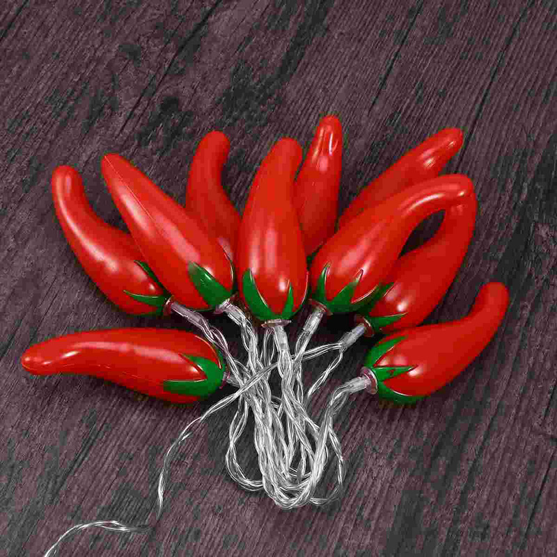 1 gab Chili 10 LED 5,4 pēdas ar pipariem darbināmas siltās gaismas kempingam ar žogu uz balkona klāja