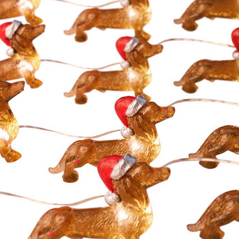 Led струнни светлини Външни Коледни кученца Стринг светлини LED работещи с батерии и захранвани Феи Светлини Тема за домашни любимци Декорация