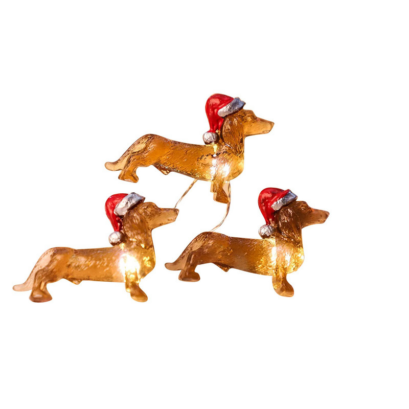 Led gaismas stīgas āra Ziemassvētku kucēnu gaismas LED ar baterijām darbināmas un darbināmas pasaku gaismas mājdzīvnieku tēmas dekorēšana