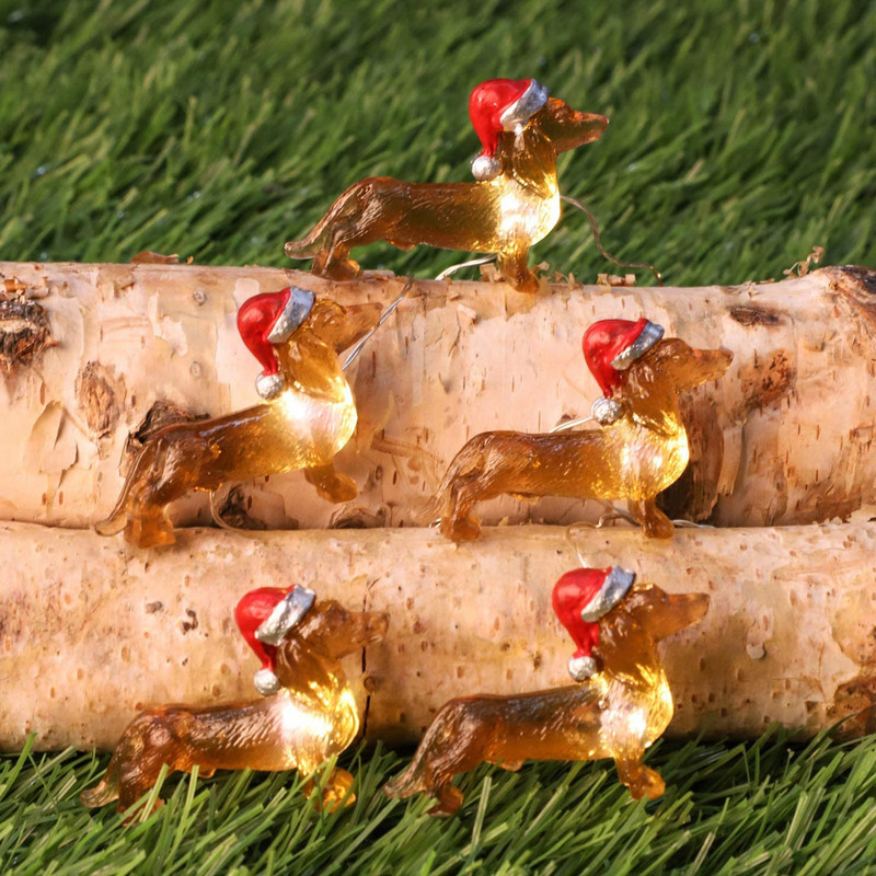 Led gaismas stīgas āra Ziemassvētku kucēnu gaismas LED ar baterijām darbināmas un darbināmas pasaku gaismas mājdzīvnieku tēmas dekorēšana