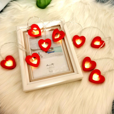Lemn Love Heart 1M 10 LED String Light Lampă romantică de Ziua Îndrăgostiților Funcționează cu baterie Petrecere Decorare nuntă Lumini zâne