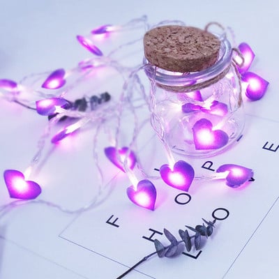 Lemn Love Heart 1M 10 LED String Light Lampă romantică de Ziua Îndrăgostiților Funcționează cu baterie Petrecere Decorare nuntă Lumini zâne