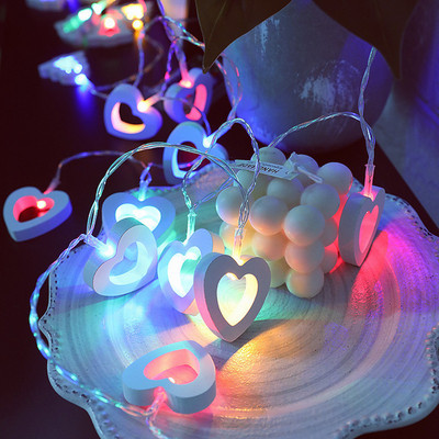 Lemn Love Heart 1M 10 LED String Light Lampă romantică de Ziua Îndrăgostiților Funcționează cu baterie Petrecere Decorare nuntă Lumini zâne