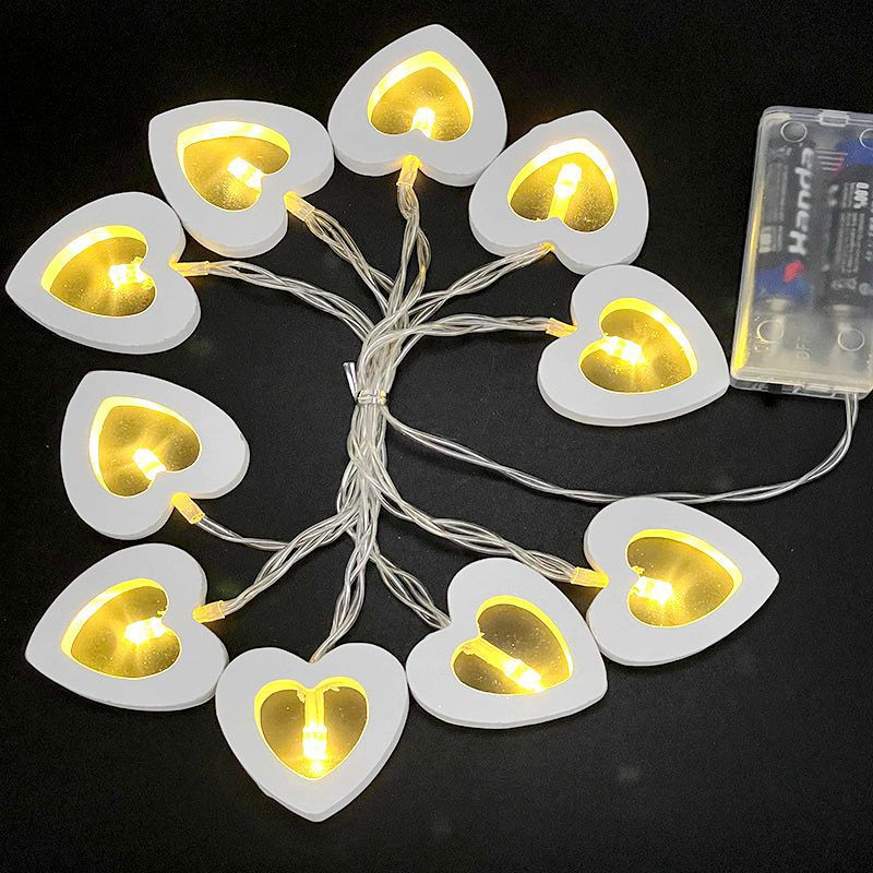 Lemn Love Heart 1M 10 LED String Light Lampă romantică de Ziua Îndrăgostiților Funcționează cu baterie Petrecere Decorare nuntă Lumini zâne