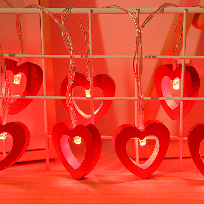 Lemn Love Heart 1M 10 LED String Light Lampă romantică de Ziua Îndrăgostiților Funcționează cu baterie Petrecere Decorare nuntă Lumini zâne