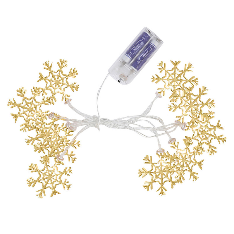 Snur luminos de Crăciun Fier forjat Hollow Steaua cu cinci colțuri Fulg de zăpadă Pom de Crăciun Lumini de Crăciun cu LED clare pentru interior