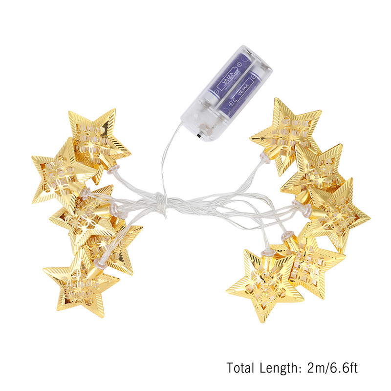 Snur luminos de Crăciun Fier forjat Hollow Steaua cu cinci colțuri Fulg de zăpadă Pom de Crăciun Lumini de Crăciun cu LED clare pentru interior