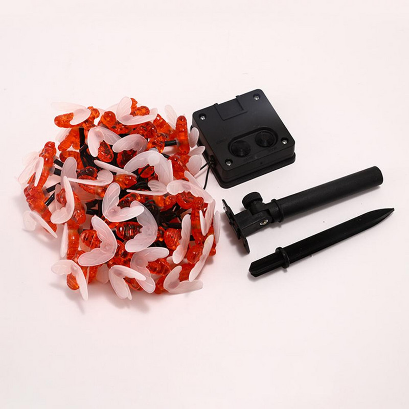 LED stīgu gaismas automātiska ieslēgšana/izslēgšana saules dārza lampa, ūdensnecaurlaidīga āra saules karikatūra medus bišu LED stīgu lampa, dekoratīva