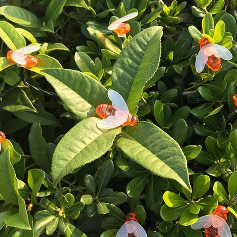 LED stīgu gaismas automātiska ieslēgšana/izslēgšana saules dārza lampa, ūdensnecaurlaidīga āra saules karikatūra medus bišu LED stīgu lampa, dekoratīva