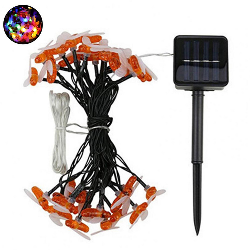 LED stīgu gaismas automātiska ieslēgšana/izslēgšana saules dārza lampa, ūdensnecaurlaidīga āra saules karikatūra medus bišu LED stīgu lampa, dekoratīva