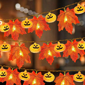 10/20/30/40Leds Halloween LED String Lights Φορητά φώτα κολοκύθας Ghost Skeletons για Προμήθειες διακόσμησης για το Halloween Party Bar στο σπίτι.