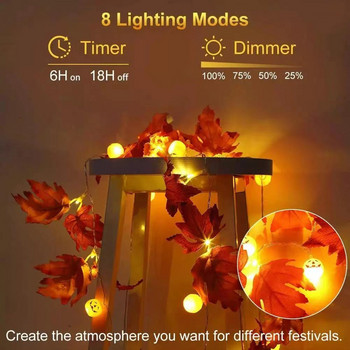 10/20/30/40Leds Halloween LED String Lights Φορητά φώτα κολοκύθας Ghost Skeletons για Προμήθειες διακόσμησης για το Halloween Party Bar στο σπίτι.