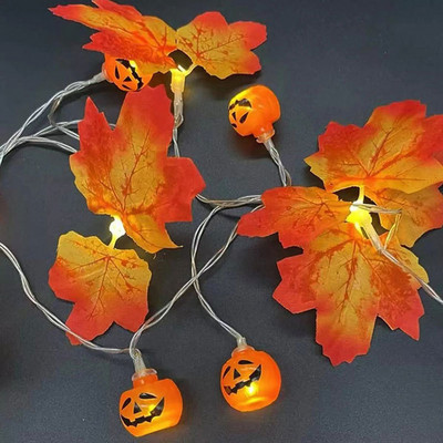 10/20/30/40Leds Halloween LED String Lights Φορητά φώτα κολοκύθας Ghost Skeletons για Προμήθειες διακόσμησης για το Halloween Party Bar στο σπίτι.