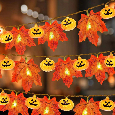 10/20/30/40Leds Halloween LED String Lights Φορητά φώτα κολοκύθας Ghost Skeletons για Προμήθειες διακόσμησης για το Halloween Party Bar στο σπίτι.