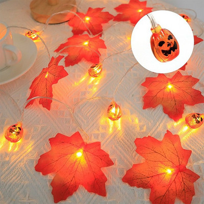 10/20/30/40Leds Halloween LED String Lights Φορητά φώτα κολοκύθας Ghost Skeletons για Προμήθειες διακόσμησης για το Halloween Party Bar στο σπίτι.