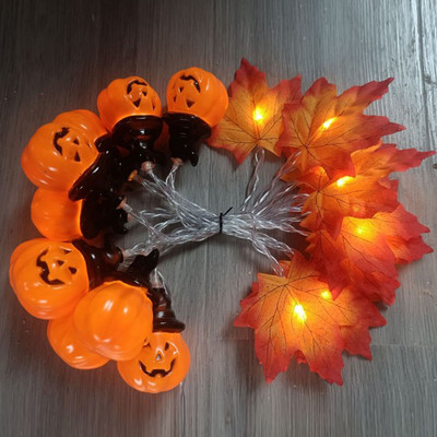 10/20/30/40Leds Halloween LED String Lights Φορητά φώτα κολοκύθας Ghost Skeletons για Προμήθειες διακόσμησης για το Halloween Party Bar στο σπίτι.