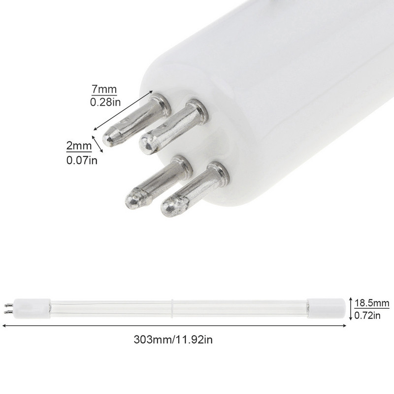 G10q GPH303T5L 6/8/10/14/15/17W UV sterilizatoriaus lempos šviesos ultravioletinis filtras su tiesaus vamzdžio tipu ir vieno galo 4 adatomis