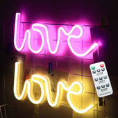LED-es neonlámpák szerelmes forma Romote éjszakai jelzőlámpa rózsaszín lámpa éjszakai lámpa karácsonyra esküvői születésnapra asztaldísz