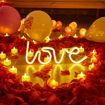 LED неонови светлини Love Shape Romote Night Light Sign Lamp Pink Lamp Night Lamp for Christmas Wedding Birthday Desktop Decoration