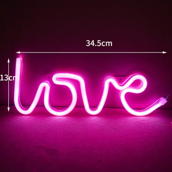 LED неонови светлини Love Shape Romote Night Light Sign Lamp Pink Lamp Night Lamp for Christmas Wedding Birthday Desktop Decoration