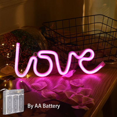LED-es neonlámpák szerelmes forma Romote éjszakai jelzőlámpa rózsaszín lámpa éjszakai lámpa karácsonyra esküvői születésnapra asztaldísz
