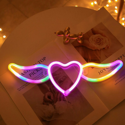 LED-es neonlámpák szerelmes forma Romote éjszakai jelzőlámpa rózsaszín lámpa éjszakai lámpa karácsonyra esküvői születésnapra asztaldísz