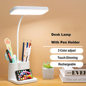 Nagy fényerejű Led asztali lámpa EyeCare rugalmas asztali lámpa tolltartós USB Touch fokozatmentesen tompított hálószobai lámpa tanuláshoz