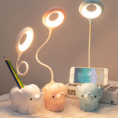 Creative Elephant Animal Led stalo lempa USB įkroviklis skaitymo lempa 3 spalvų pritemdymas studijų priedai Ryškus mielas lovos šviestuvas B