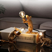 Lampă de noapte modernă din rășină pentru șobolani, lumini nordice mici, mini șoarece, lămpi de masă cu LED drăguțe, lampă de birou, pentru noptieră