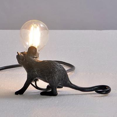 Lampă de noapte modernă din rășină pentru șobolani, lumini nordice mici, mini șoarece, lămpi de masă cu LED drăguțe, lampă de birou, pentru noptieră