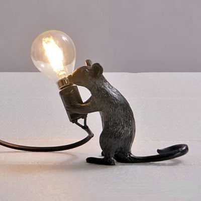 Lampă de noapte modernă din rășină pentru șobolani, lumini nordice mici, mini șoarece, lămpi de masă cu LED drăguțe, lampă de birou, pentru noptieră