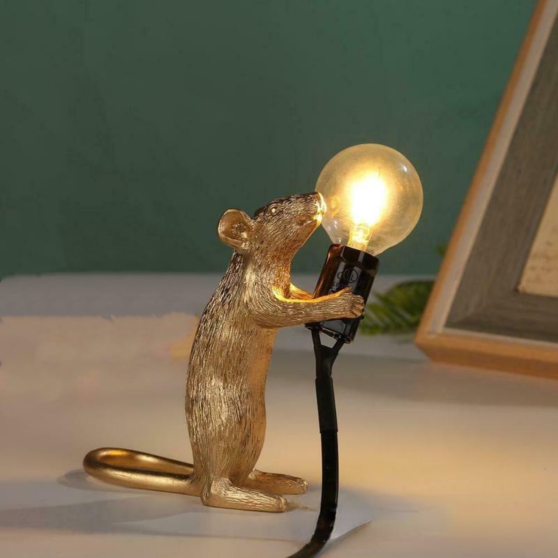Lampă de noapte modernă din rășină pentru șobolani, lumini nordice mici, mini șoarece, lămpi de masă cu LED drăguțe, lampă de birou, pentru noptieră