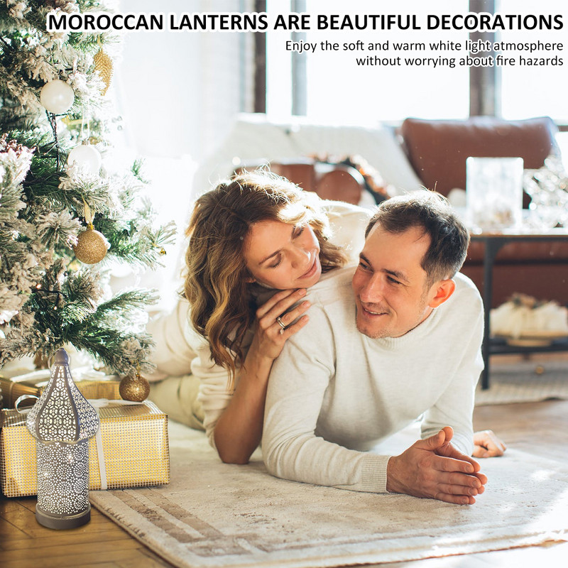 Ziemassvētku Marokas retro doba LED vēja lampa Dzelzs laterna Hotel Mājas Guļamistaba Dzīvojamā istaba Atmosfēra Dekoratīvā lampa dropshippin