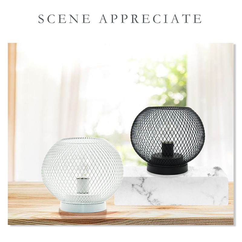 Suport de lumânare cușcă de fier modernă, lampă de masă cu LED, plasă, lămpi de birou alimentate cu baterii, lumină decorativă, noptieră, cafenea, decorarea casei