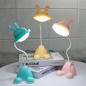 Led Rabbit Asztali lámpa Kollégiumi hálószoba Rajzfilm alvó éjszakai fény Iroda Nappali Olvasás Szemvédelem Gyerekeknek ajándék USB
