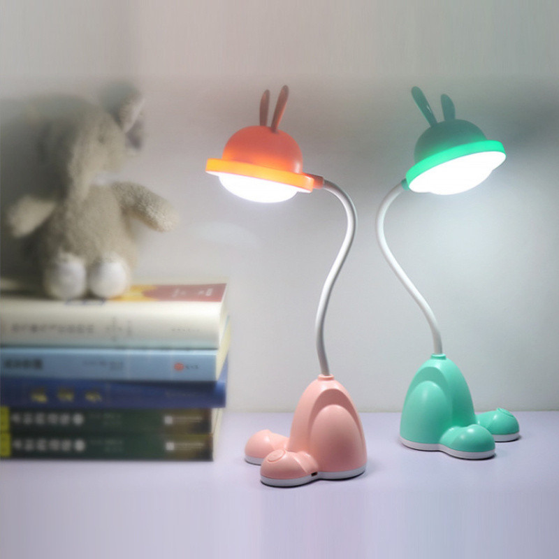 Led Rabbit Asztali lámpa Kollégiumi hálószoba Rajzfilm alvó éjszakai fény Iroda Nappali Olvasás Szemvédelem Gyerekeknek ajándék USB