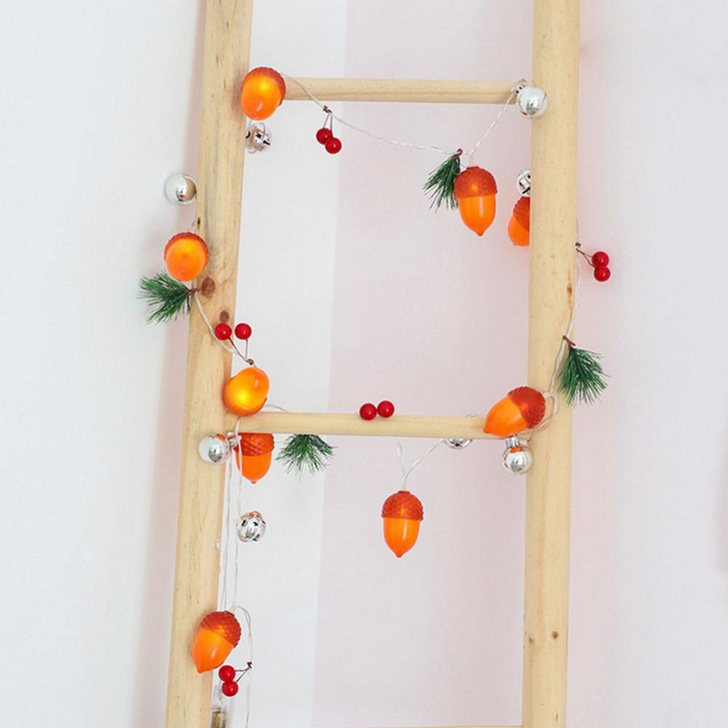 Vianočná LED šnúrka so šiškami, zvončeková lampa, dekorácia z borovicových ihlíc, šnúrka, farebná lampa, šnúrka do domu, novoročná dekorácia 2022.