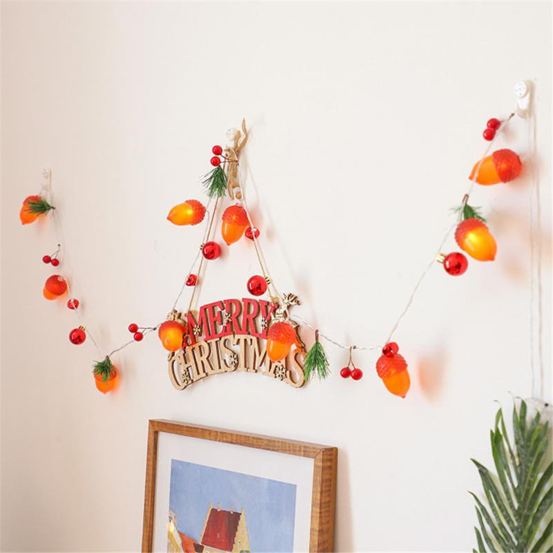 Vianočná LED šnúrka so šiškami, zvončeková lampa, dekorácia z borovicových ihlíc, šnúrka, farebná lampa, šnúrka do domu, novoročná dekorácia 2022.