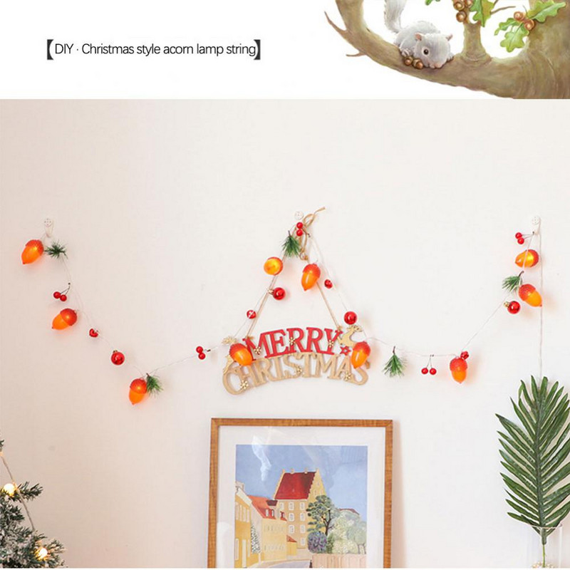 Vianočná LED šnúrka so šiškami, zvončeková lampa, dekorácia z borovicových ihlíc, šnúrka, farebná lampa, šnúrka do domu, novoročná dekorácia 2022.