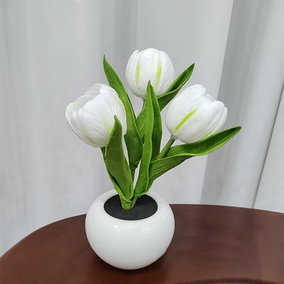 Lumină de noapte cu LED lalele Lampă decorativă pentru casă cu flori de noptieră Lumină romantică pentru decorarea camerei Lumini pentru dormitor pentru casă