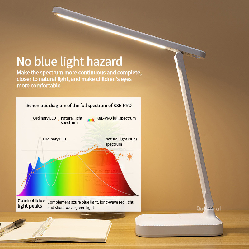 Lampă de birou cu LED, 3 culori, reglabilă la atingere, lampă de masă pliabilă pentru noptieră, dormitor, protecție ochilor, lumină de noapte încărcabilă prin USB