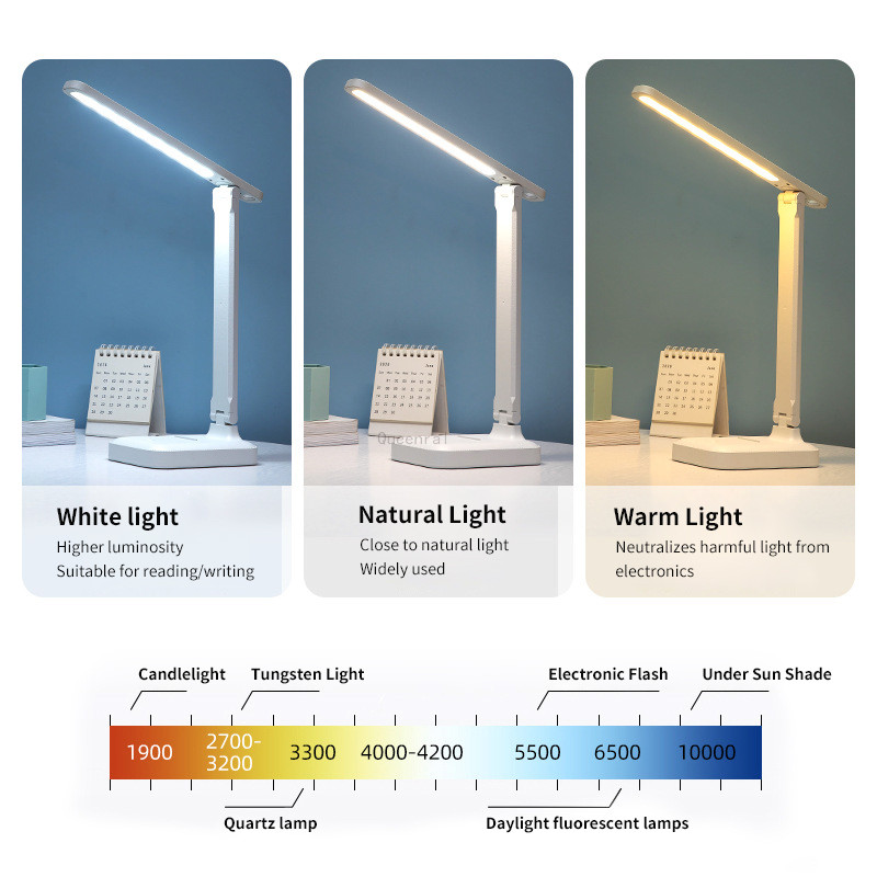 Lampă de birou cu LED, 3 culori, reglabilă la atingere, lampă de masă pliabilă pentru noptieră, dormitor, protecție ochilor, lumină de noapte încărcabilă prin USB