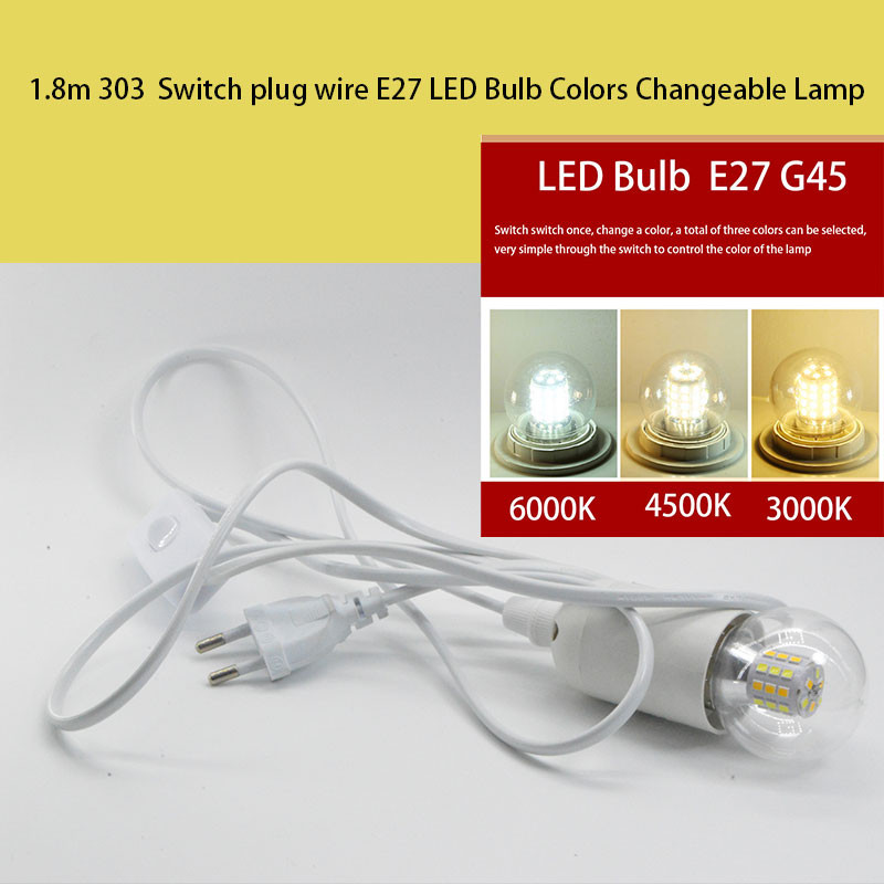 Set de cabluri de control al comutatorului de lumină portabil în mișcare cu bec LED, 3 culori schimbabil, kit de bază pentru lămpi E27, cablu de 1,8 m, iluminat de masă