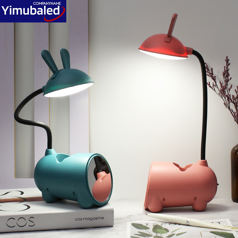 Többfunkciós asztali lámpa Szemvédelem Tanuló LED asztali lámpa Fokozatmentesen elsötétülő Éjszakai fény telefontolltartó tükörrel