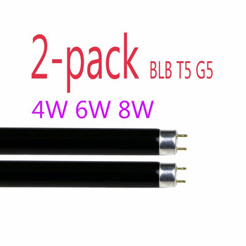 2 пакета T5 BLB - 4/6/8 Watt Compact Fluorescent Straight Черен светлосин Replace Light Tube G5 Bi-Pin Double ended