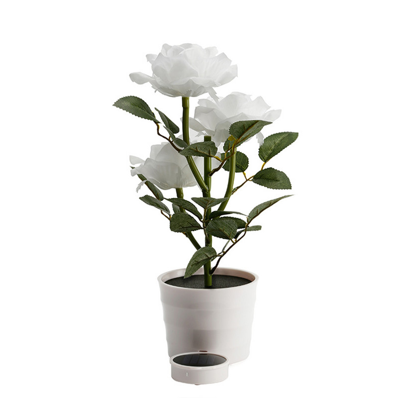 Gazon cu energie solară, grădină, balcon, acasă, dormitor, lampă de masă decorativă cu trandafiri, plante artificiale, ghiveci de flori